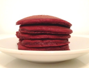 Hot off the pan red velvet pancakes!